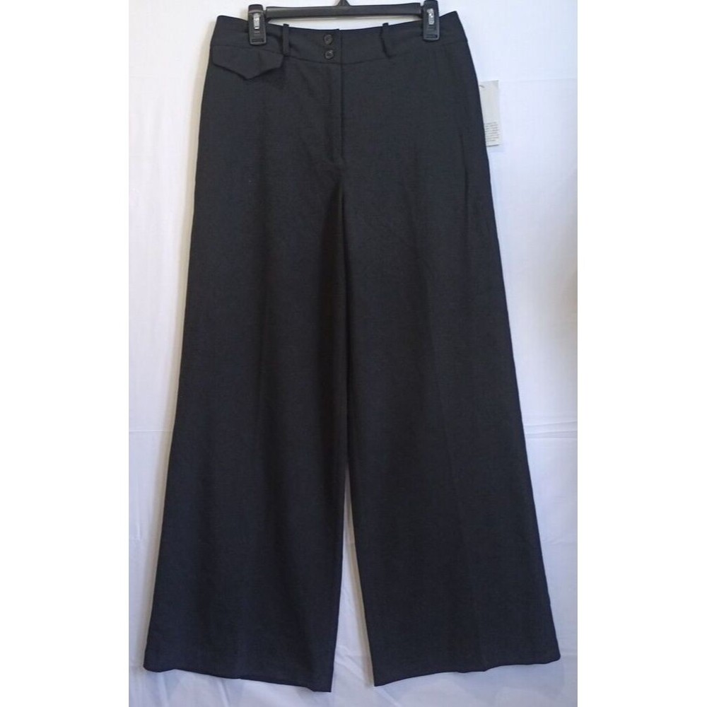 Du Jour Womens Black Wide Bottom Straight Leg Pants Size 12 New